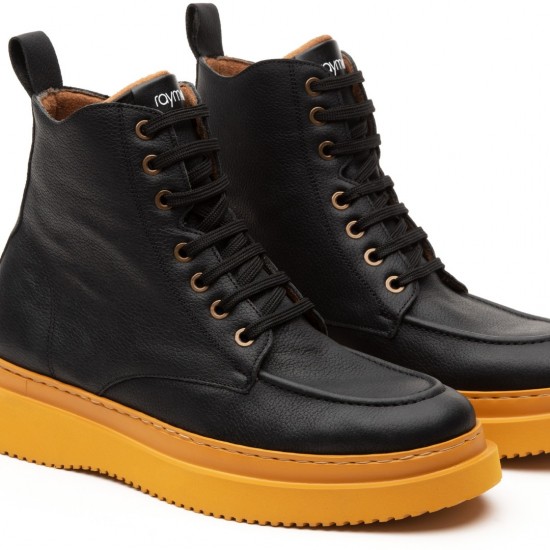 Leather Men's Moc-Toe Boots Art 836 Black