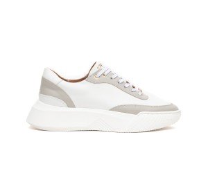 Δίχρωμο Δερμάτινο Ανδρικό Sneaker Παπούτσι Art 861 Λευκό-Γκρι