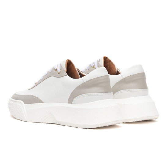 Δίχρωμο Δερμάτινο Ανδρικό Sneaker Παπούτσι Art 861 Λευκό-Γκρι