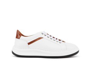 Ανδρικά Δερμάτινα Sneakers ART940 Λευκό/Ταμπά | Vintage Άνεση