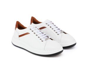 Ανδρικά Δερμάτινα Sneakers ART940 Λευκό/Ταμπά | Vintage Άνεση