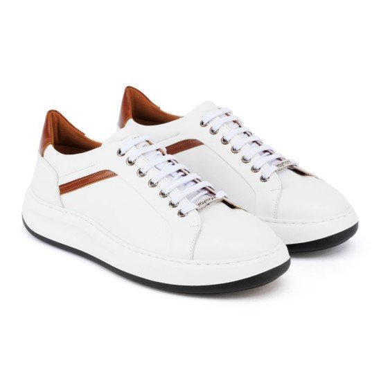Ανδρικά Δερμάτινα Sneakers ART940 Λευκό/Ταμπά | Vintage Άνεση