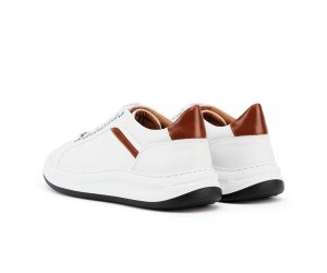 Ανδρικά Δερμάτινα Sneakers ART940 Λευκό/Ταμπά | Vintage Άνεση