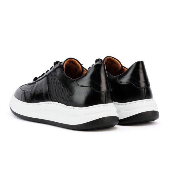 ART941 – Ανδρικό Δερμάτινο Sneaker | Μαύρο