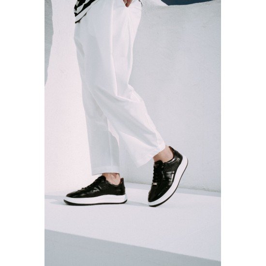 ART941 – Ανδρικό Δερμάτινο Sneaker | Μαύρο