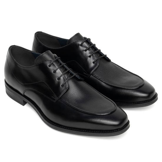 ART728 – Ανδρικό Δερμάτινο Derby Cap-Toe | Μαύρο