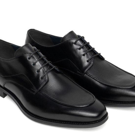 ART728 – Ανδρικό Δερμάτινο Derby Cap-Toe | Μαύρο