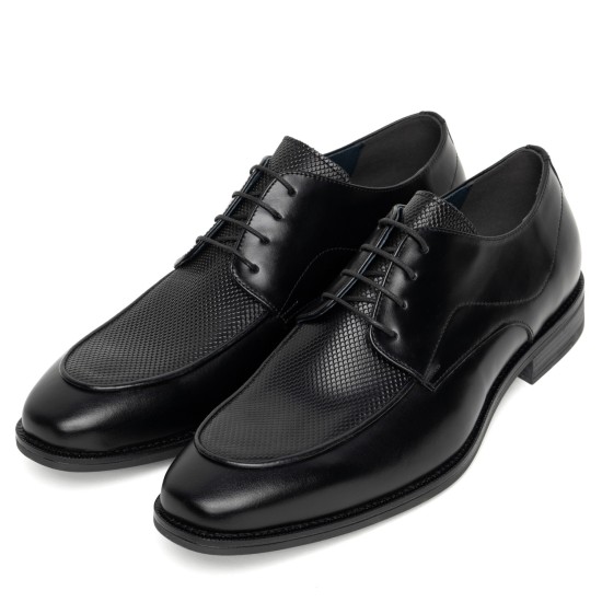 ART728 – Ανδρικό Δερμάτινο Derby Cap-Toe | Μαύρο