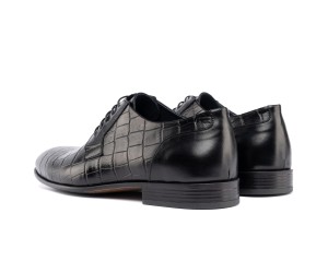 ART761 – Ανδρικό Δερμάτινο Dress Shoe με Κροκό Στάμπα | Μαύρο
