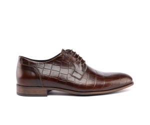 ART761 – Ανδρικό Δερμάτινο Dress Shoe με Κροκό Στάμπα | Καφέ