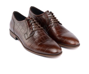 ART761 – Ανδρικό Δερμάτινο Dress Shoe με Κροκό Στάμπα | Καφέ