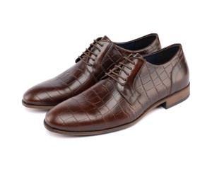 ART761 – Ανδρικό Δερμάτινο Dress Shoe με Κροκό Στάμπα | Καφέ