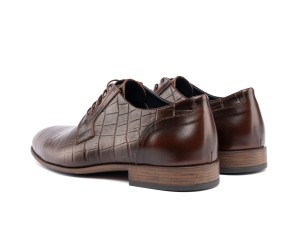 ART761 – Ανδρικό Δερμάτινο Dress Shoe με Κροκό Στάμπα | Καφέ