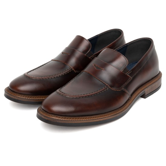 ART832 – Ανδρικό Δερμάτινο Penny Loafer | Καφέ