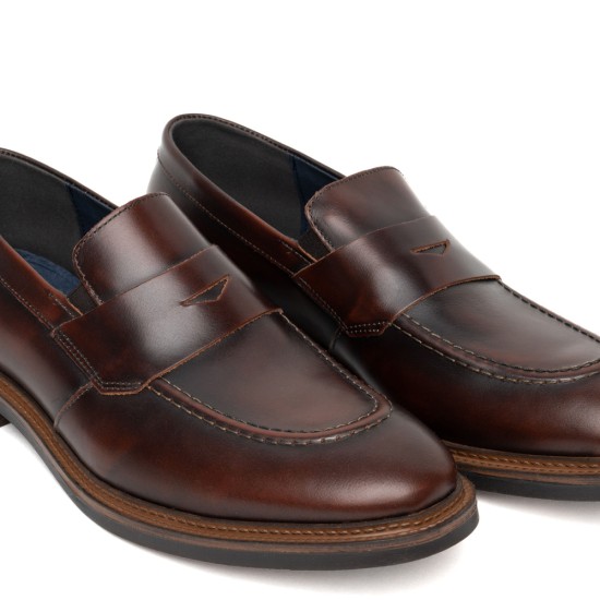 ART832 – Ανδρικό Δερμάτινο Penny Loafer | Καφέ