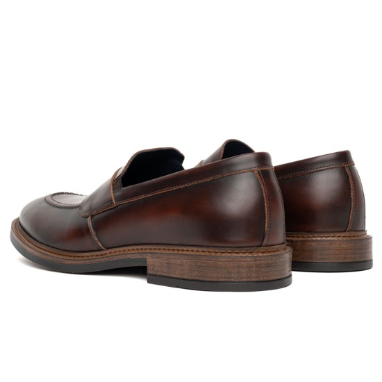 ART832 – Ανδρικό Δερμάτινο Penny Loafer | Καφέ