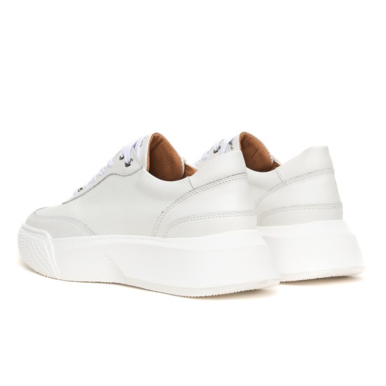 ART861 – Ανδρικό Δερμάτινο Sneaker | Λευκό