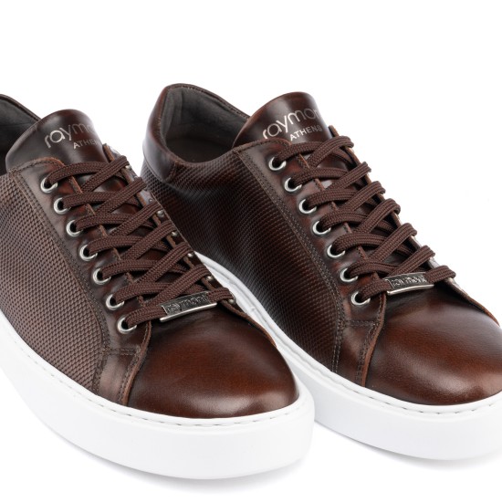 ART910 – Ανδρικό Δερμάτινο Sneaker | Καφέ