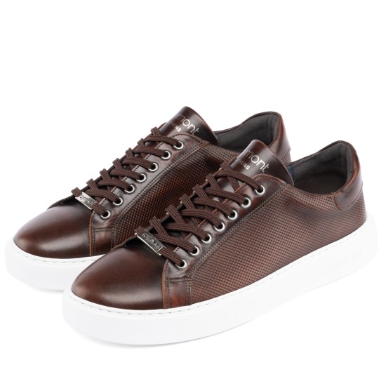 ART910 – Ανδρικό Δερμάτινο Sneaker | Καφέ