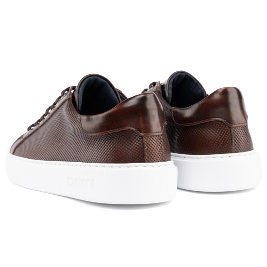 ART910 – Ανδρικό Δερμάτινο Sneaker | Καφέ