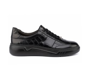 ART929 – Luxury Δερμάτινο Sneaker με Croco Στάμπα | Μαύρο