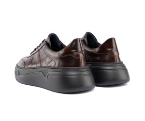 ART929 – Luxury Δερμάτινο Sneaker με Croco Στάμπα | Καφέ