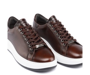 ART943 – Ανδρικό Δερμάτινο Sneaker | Καφέ