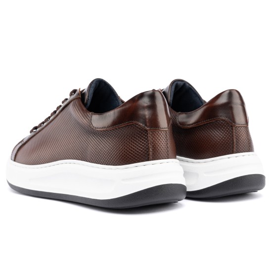 ART943 – Ανδρικό Δερμάτινο Sneaker | Καφέ